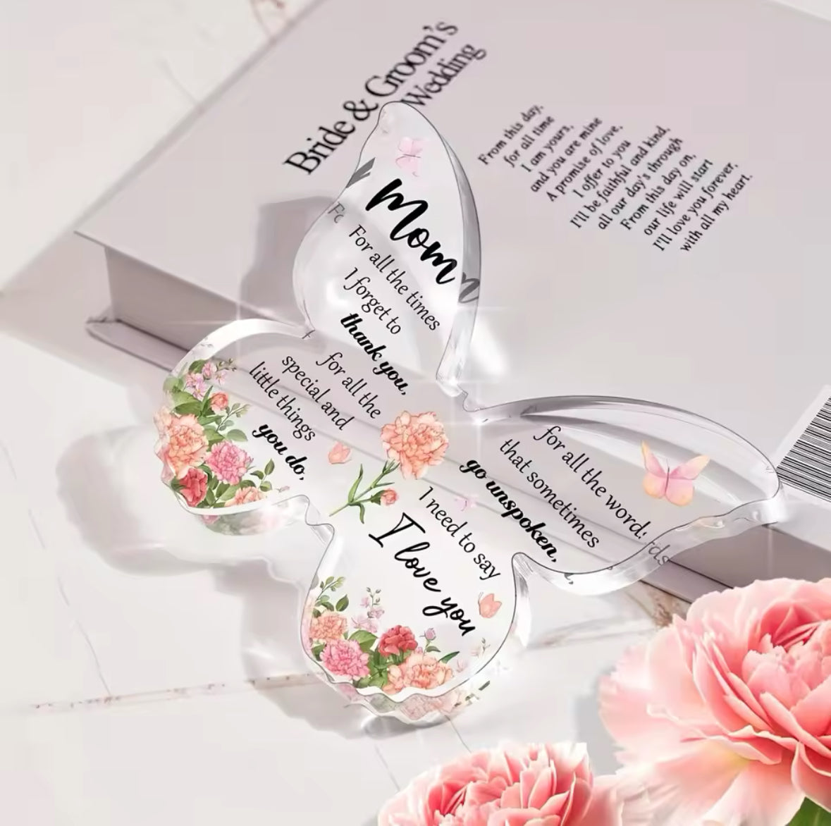 Butterfly-Shaped Acrylic Plaque Ornament for Mum