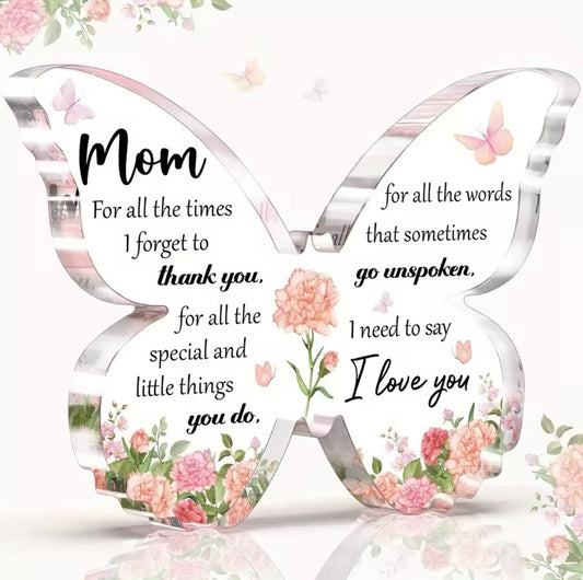 Butterfly-Shaped Acrylic Plaque Ornament for Mum