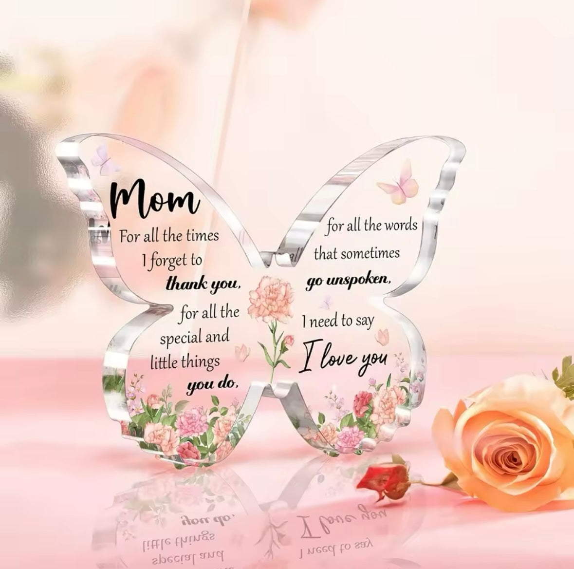 Butterfly-Shaped Acrylic Plaque Ornament for Mum