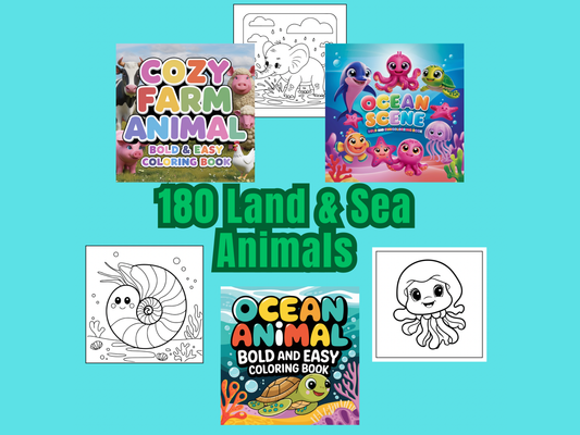 Land & Sea Animals Coloring Book | Digital Download